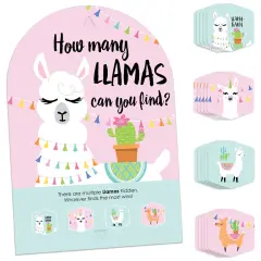 Big Dot of Happiness Whole Llama Fun - Llama Fiesta Baby Shower or Birthday Party Scavenger Hunt - 1 Stand and 48 Game Pieces - Hide and Find Game