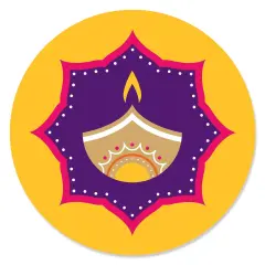 Big Dot of Happiness Happy Diwali - Festival of Lights Party Circle Sticker Labels - 24 Count