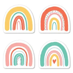 Big Dot of Happiness Hello Rainbow -Shaped Boho Baby Shower and Birthday Party Cut-Outs - 24 Count