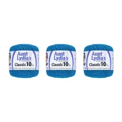 Aunt Lydia Classic Blue Hawaii Crochet - 3 Pack of 350y/320m - Cotton - Gauge 10 - Crochet
