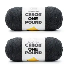 Caron One Pound Dark Gray Mix Yarn - 2 Pack of 454g/16oz - Acrylic - 4 Medium (Worsted) - 812 Yards - Knitting/Crochet