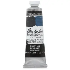 Grumbacher Pre-Tested Artists' Oil Color - Thalo Blue, 1.25 oz tube