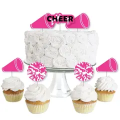 Big Dot of Happiness We Got Spirit - Cheerleading - Dessert Cupcake Toppers - Birthday Party or Cheerleader Party Clear Treat Picks - Set of 24
