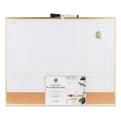 U Brands Gold Frame Dry Erase 2-in-1 Planner Board - 16" x 20"
