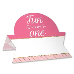 Big Dot of Happiness 1st Birthday Girl - Fun to be One - First Birthday Party Tent Buffet Card - Table Setting Name Place Cards - Set of 24