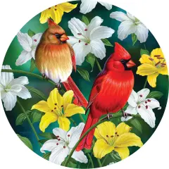 Sunsout Cardinals in the Round 500 pc Round Jigsaw Puzzle 70965