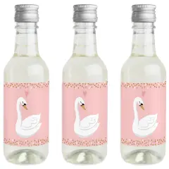 Big Dot of Happiness Swan Soiree - Mini Wine and Champagne Bottle Label Stickers - White Swan Baby Shower or Birthday Party Favor Gift - Set of 16