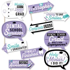 Big Dot of Happiness Funny Dental School Grad - Dentistry and Hygienist Graduation Party Photo Booth Props Kit - 10 Piece