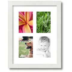ArtToFrames Collage Photo Picture Frame with 4 - 4x6 inch Openings, Framed in White with Over 62 Mat Color Options and Regular Glass (CSM-3966-2)