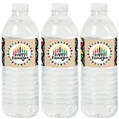 Big Dot of Happiness Happy Kwanzaa - Heritage Holiday Party Water Bottle Sticker Labels - Set of 20