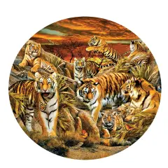 Sunsout Tigers Galore 500 pc Round Jigsaw Puzzle 35124