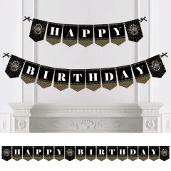 Big Dot of Happiness Roaring 20's - 1920s Art Deco Jazz Birthday Party Bunting Banner - Birthday Party Decorations - Happy Birthday