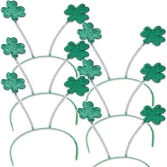 Set 12 St Patricks Day Green Shamrock Head Boppers Headbands
