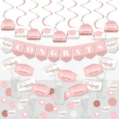 Big Dot of Happiness Rose Gold Grad - Graduation Party Supplies Decoration Kit - Decor Galore Party Pack - 51 Pieces