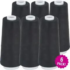Multipack of 6 - Coats Surelock Overlock Thread 3,000yd-Black