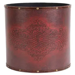 Vintiquewise Faux Leather Antique Design Waste Bin