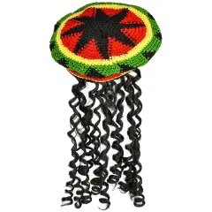New Rasta Costume Tam Hat with Dreadlocks Dreads Wig