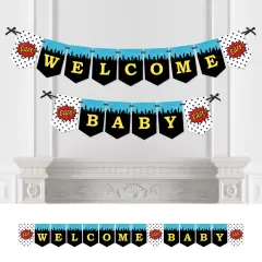 Big Dot of Happiness Bam Superhero - Baby Shower Bunting Banner - Comic Book Party Decorations - Welcome Baby