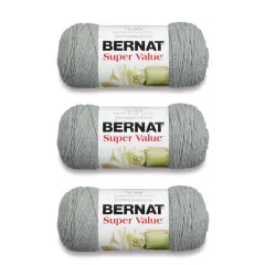 Bernat Super Value Soft Gray Yarn - 3 Pack of 198g/7oz - Acrylic - 4 Medium (Worsted) - 426 Yards - Knitting/Crochet