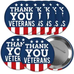 Big Dot of Happiness Thank You Veterans - 3 inch Support Our Troops Badge - Pinback Buttons - Set of 8