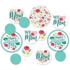 Big Dot of Happiness Colorful Floral Happy Mother's Day - We Love Mom Party Giant Circle Confetti - Party Decorations - Large Confetti 27 Count