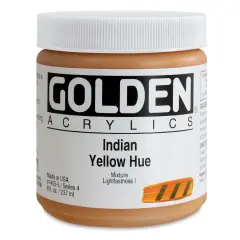 Golden Heavy Body Artist Acrylics - Indian Yellow Historic Hue, 8 oz Jar