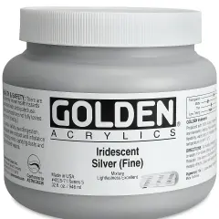 Golden Heavy Body Artist Acrylics - Iridescent Silver (Fine), 32 oz Jar