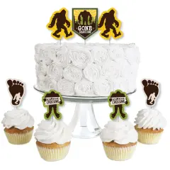 Big Dot of Happiness Sasquatch Crossing - Dessert Cupcake Toppers - Bigfoot Party or Birthday Party Clear Treat Picks - Set of 24