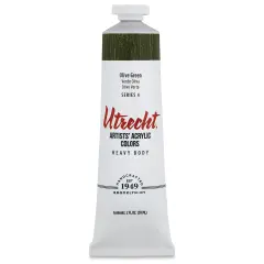 Utrecht Artists' Acrylic Paint - Olive Green, 2 oz tube