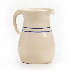 Martinez Pottery Heritage Blue Stripe Stoneware Pitcher