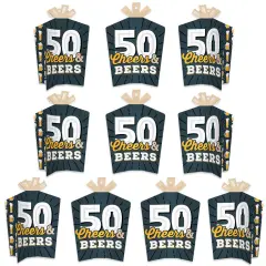 Big Dot of Happiness Cheers and Beers to 50 Years - Table Decorations - 50th Birthday Party Fold and Flare Centerpieces - 10 Count