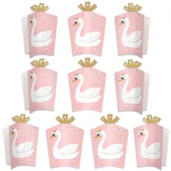 Big Dot of Happiness Swan Soiree - Table Decorations - White Swan Baby Shower or Birthday Party Fold and Flare Centerpieces - 10 Count