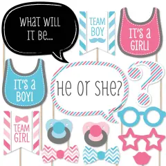 Big Dot of Happiness Chevron Baby Gender Reveal - Photo Booth Props Kit - 20 Count