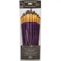Royal & Langnickel(R) Burgundy Taklon Long Brush Value Pack-12/Pkg