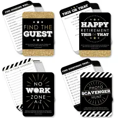 Big Dot of Happiness Happy Retirement - 4 Retirement Party Games - 10 Cards Each - Gamerific Bundle