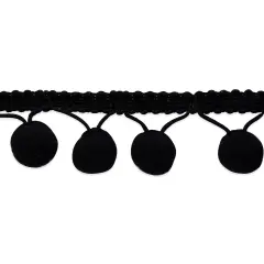 5 yards of 5/8"Lo lita Pom Pom Fringe Trim | 5 yard cut Black