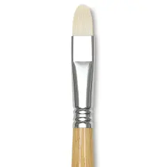 Escoda Clasico Chungking White Bristle Brush - Short Filbert, Long Handle, Size 12