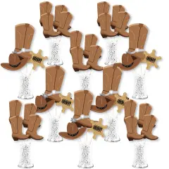 Big Dot of Happiness Western Hoedown - Wild West Cowboy Party Centerpiece Sticks - Showstopper Table Toppers - 35 Pieces
