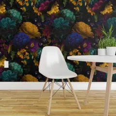 Peel & Stick Wallpaper 2FT Wide Maximalist Vibrant Flowers Romantic Antique Style Victorian Inspired Vintage Look Custom Removable Wallpaper by Spoonflower