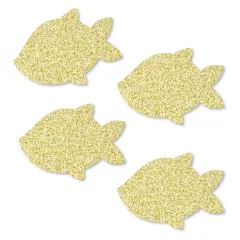 Big Dot of Happiness Gold Glitter Fish - No-Mess Real Gold Glitter Cut-Outs - Let's Go Fishing Birthday Party or Baby Shower Confetti - Set of 24