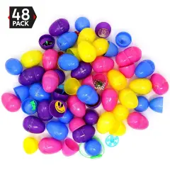 Big Mo's Toys Easter Eggs - Prefilled Pastel Colored Plastic Easter Eggs with Toys Inside - 48 Pack
