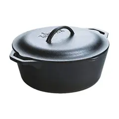 Lodge Cast Iron Dutch Oven with Dual Handles, Pre-Seasoned Cooking and Serving Pot, 7-Quart