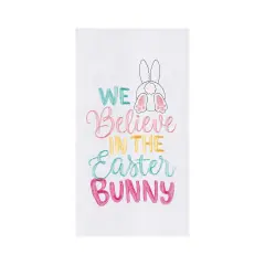 Believe In The Easter Bunny Rabbit Spring Flour Sack Kitchen Dishtowel