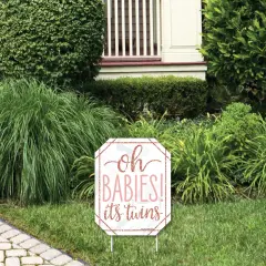 Big Dot of Happiness It's Twin Girls - Outdoor Lawn Sign - Pink and Rose Gold Twins Baby Shower Yard Sign - 1 Piece