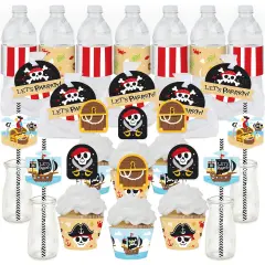 Big Dot of Happiness Pirate Ship Adventures - Skull Birthday Party Favors and Cupcake Kit - Fabulous Favor Party Pack - 100 Pieces