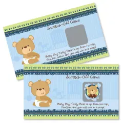 Big Dot of Happiness Baby Boy Teddy Bear - Baby Shower or Birthday Party Game Scratch Off Cards - 22 Count