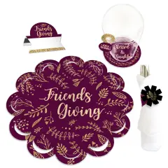 Big Dot of Happiness Elegant Thankful for Friends - Friendsgiving Thanksgiving Party Paper Charger and Table Decorations Chargerific Kitfor 8
