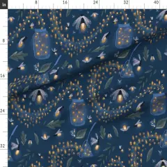 Various Fabrics by the Yard or Fat Quarter Fireflies Summer Bugs Picnic Outdoors Glass Jar Stars Nighttime Swirl Wishing Cute Custom Printed Fabric by Spoonflower