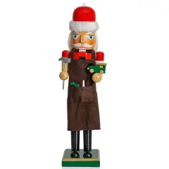 Ornativity Christmas Toy Maker Nutcracker &ndash; Red and Green Wooden Nutcracker Man with Brown Workers Apron and Toy Car and Toy Hammer in Hand Xmas Themed Holiday Nut Cracker Doll Figure Decorations