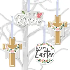 Big Dot of Happiness Religious Easter - Christian Holiday Decorations - Tree Ornaments - Set of 12